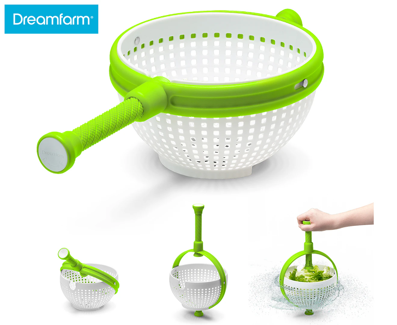 Dreamfarm Spina Spin & Strain Colander - Green & White