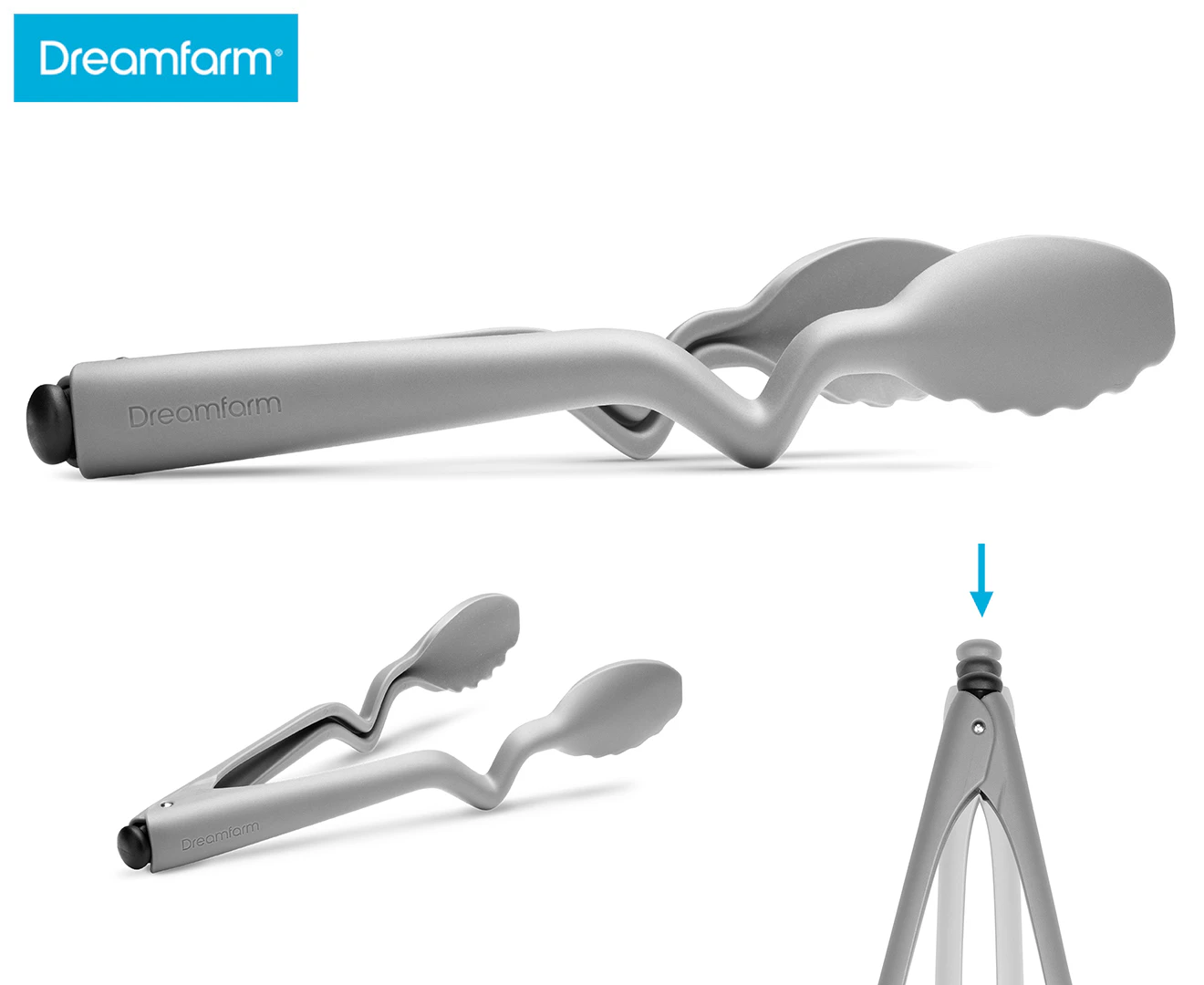 Dreamfarm Clongs Lite 10.5 Click-lock Sit Up Tongs - Grey