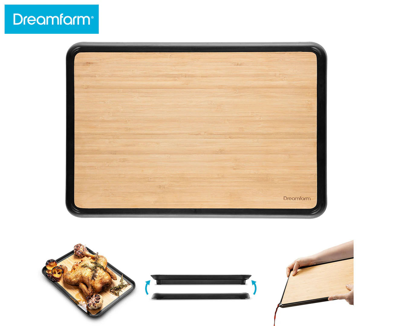 Dreamfarm 36x25cm Big Fledge Bamboo Cutting Board - Natural