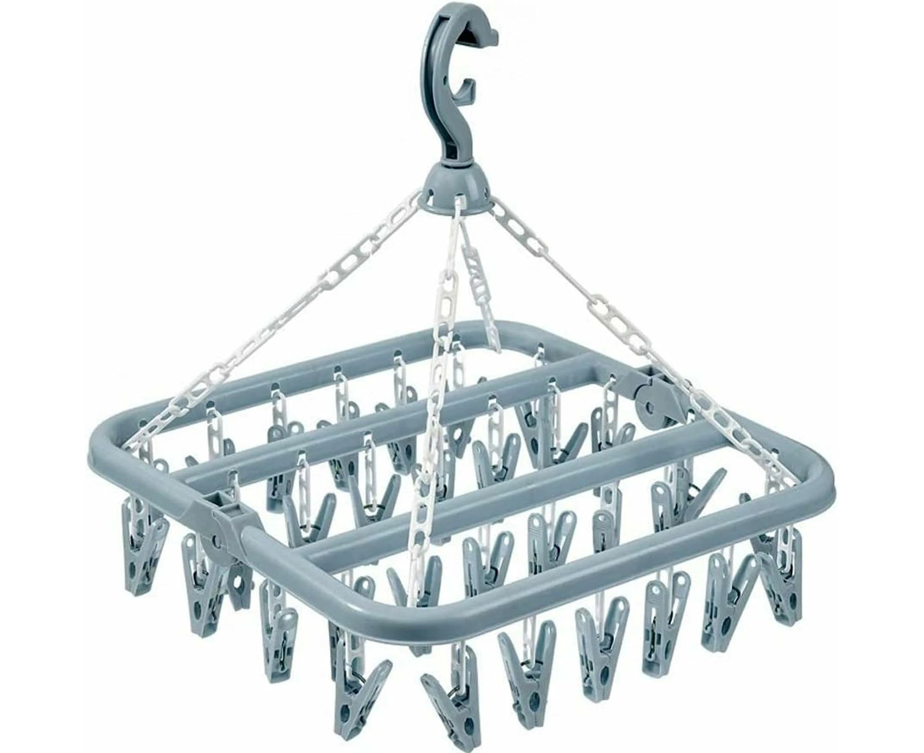 Clothes Drying Rack with 32 Pegs, Portable Folding Peg Airer for Socks Underwear Towel Scarves