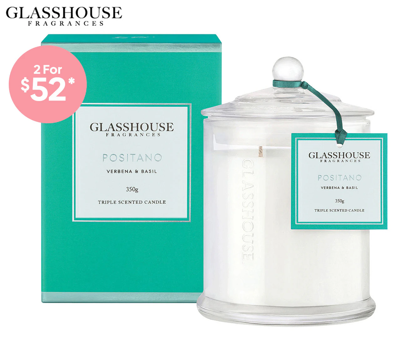 Glasshouse Positano Verbena & Basil 350g Triple Scented Candle