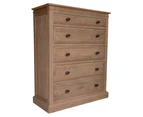 Jade Tallboy 5 Chest of Drawers Bed Storage Cabinet Stand - Natural