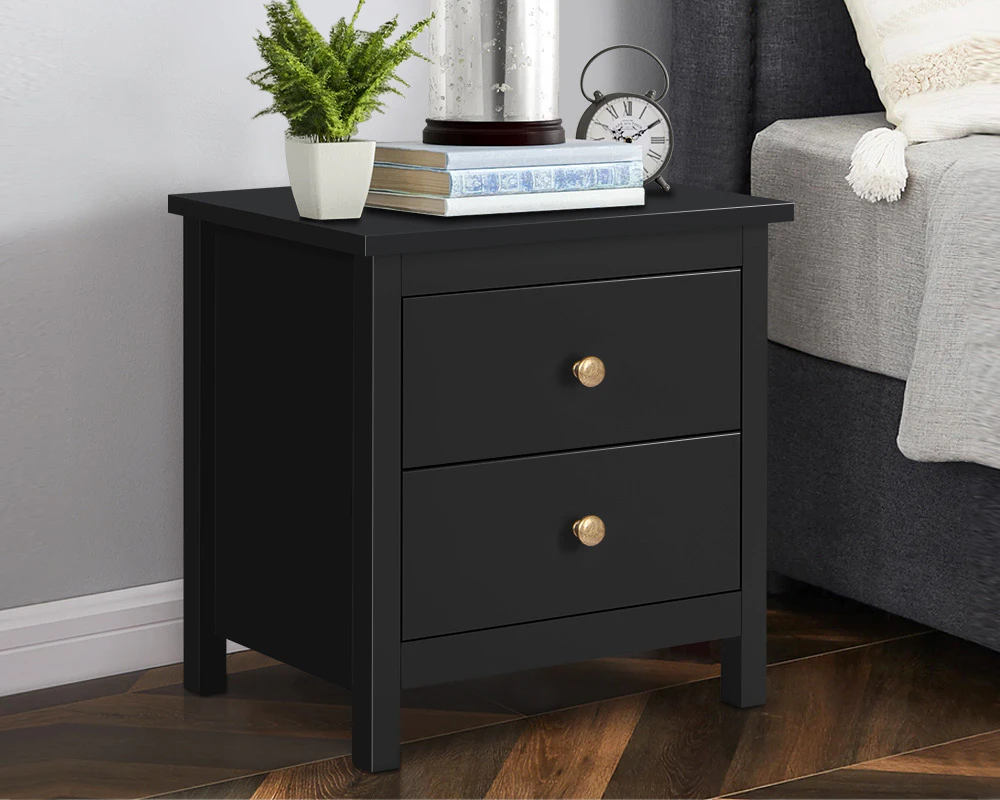 ALFORDSON Bedside Table Hamptons Black