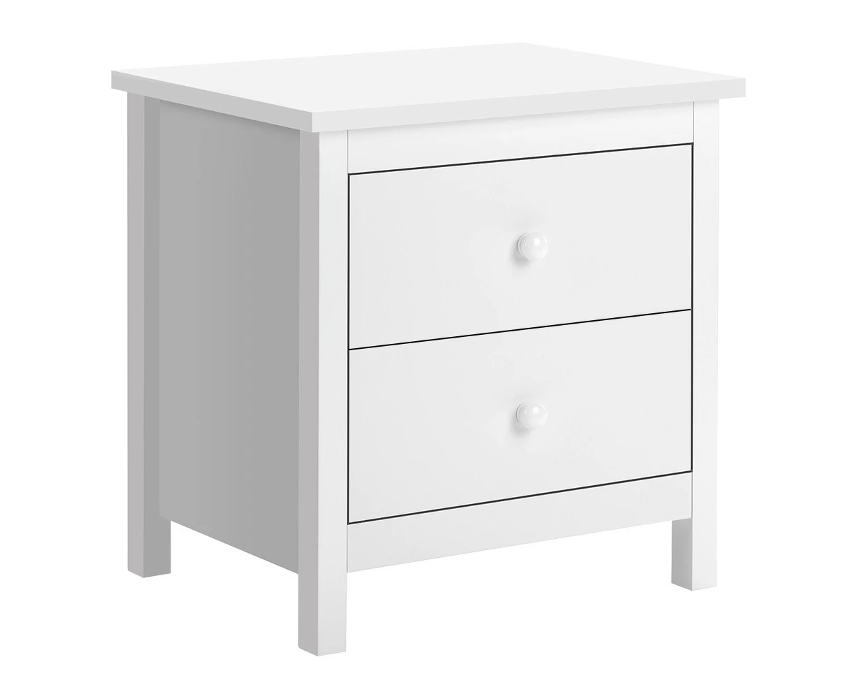 ALFORDSON Bedside Table Hamptons 2 Drawers White