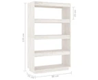 vidaXL Book Cabinet/Room Divider White 80x35x135 cm Solid Pinewood