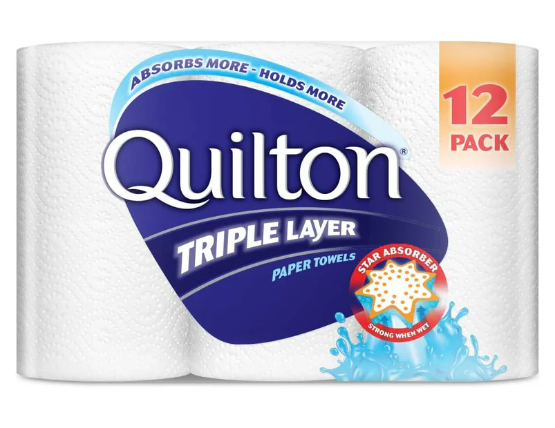 12 Pack Quilton 3 Ply White Paper Towel (60 Sheets per Roll)