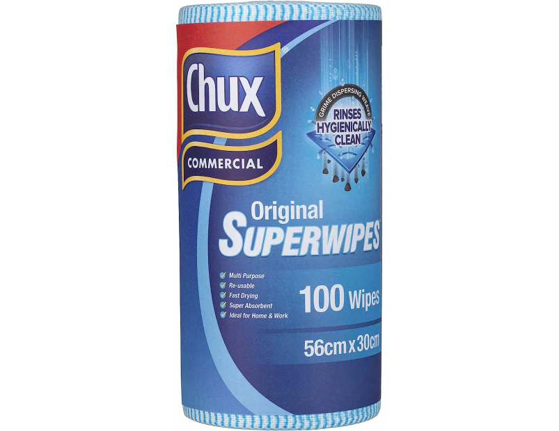 Chux Original Superwipes Blue Perforated Roll 100 Count