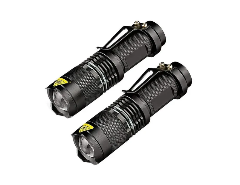 2 Pack Led Tactical Handheld Flashlights Small Water Resistant Zoomable For Camping Cycling Hiking Emergency Torch Light
