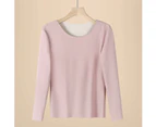 Thermal Tops for Women Long Sleeve V Neck Women Autumn and Winter Casual Solid Color Long Sleeve Round Neck Multicolor Thickened Warm Top Womens-a-Pink