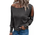 Tops for Women Pack Women Solid Blouse Casual Long Sleeve Off Shoulder Shirts Blouse Tops Leopard Chiffon Blouses for Women-a-Grey