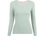 Thermal Tops for Women Long Sleeve V Neck Women Autumn and Winter Casual Solid Color Long Sleeve Round Neck Multicolor Thickened Warm Top Womens-a-Green