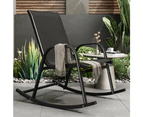 DREAMO Rocking Chair High Back Rocker Chairs Steel Metal Textilene Fabric-Black