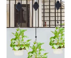 2Pcs Retractable Pulley Hanging Basket Pull Down Garden Plant Flower Hanger Hook - Black