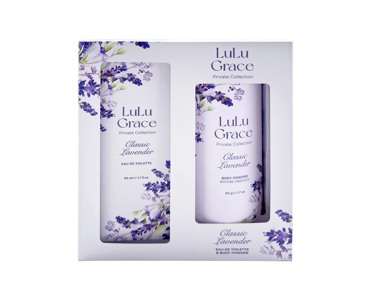 Lulu Grace Lavender Gift Set 50ml EDT Spray & Talc Free Body Powder 50gm