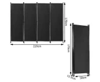 Costway 4 Panel Room Divider 1.7x2.2M Folding Privacy Screen Home Office Partition Stand Black