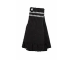 HEAT HOLDERS Warm Winter WorkForce Fingerless Thermal Fleece Lined Gloves with Reflective Stripe - Black