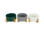 3 x CERAMIC PET BOWLS 1.8LT w/ BAMBOO STAND 19CM Pets Dog Cat Water Feeder Dish Puppy Kitten Feeding Station Dish Stackable Basic Pet Bowls