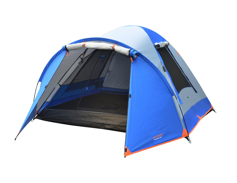 Wildtrak Tanami 4V Sleeping Dome Tent w/ Carry Bag Outdoor Camping Shelter Blue