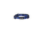 Frank Barker Adjustable 19-28cm Plaid Pet Dog Collar Neck Strap XS w/ Clasp Blue