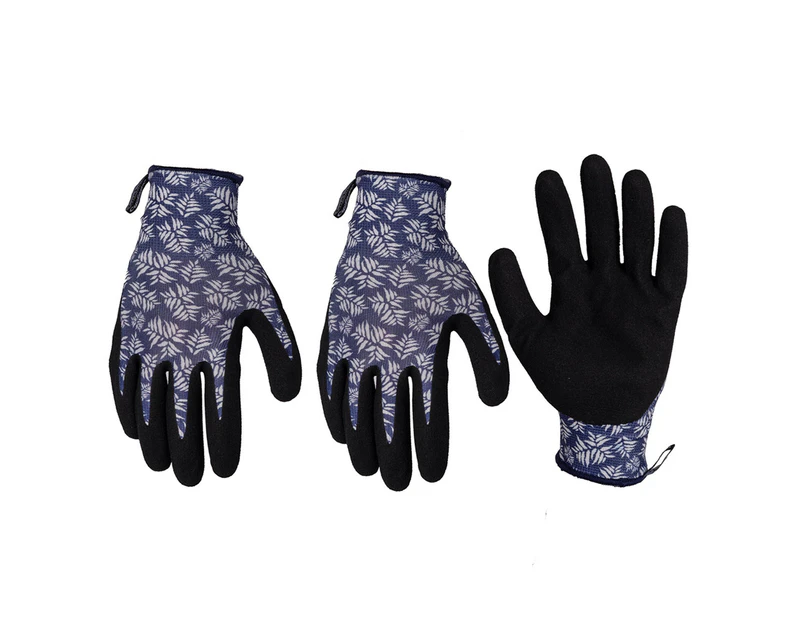 3x Cyclone Size Medium Gardening Gloves Fern Pattern Polyester/Nitrile PUR/BLK