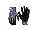 3x Cyclone Size Large Gardening Gloves Fern Pattern Polyester/Nitrile Purple/BLK