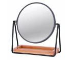 2X Magnifying Double Sided Makeup Mirror W/ Storage Tray Cosmetic 360o Rotation