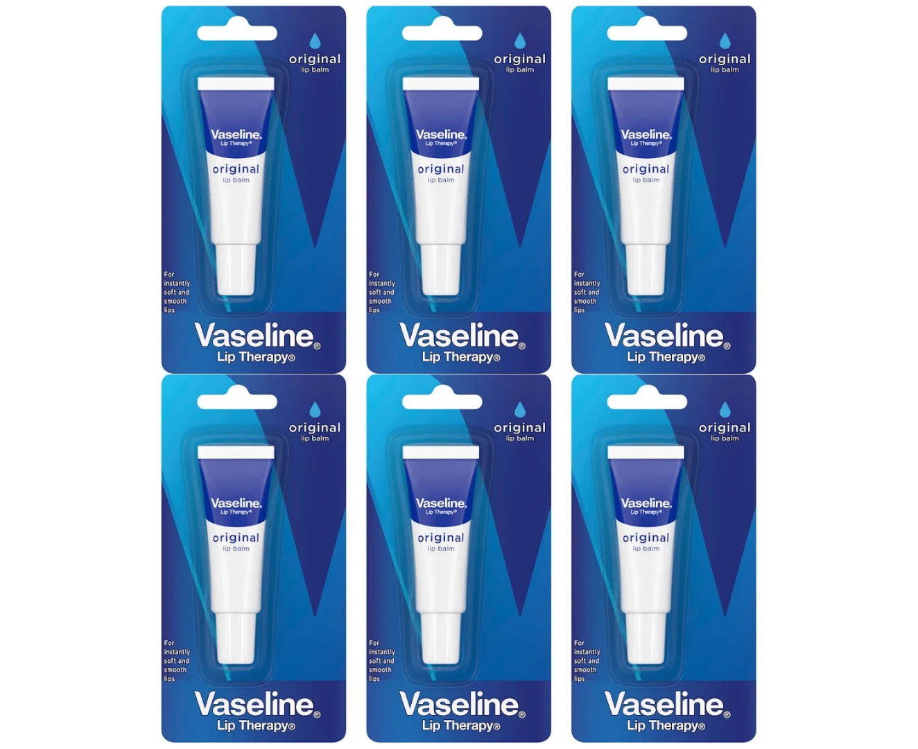 6 x Vaseline Lip Therapy Original Lip Balm