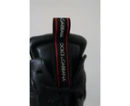 Dolce & Gabbana Black Leather Logo Boxing Calf High Sneakers