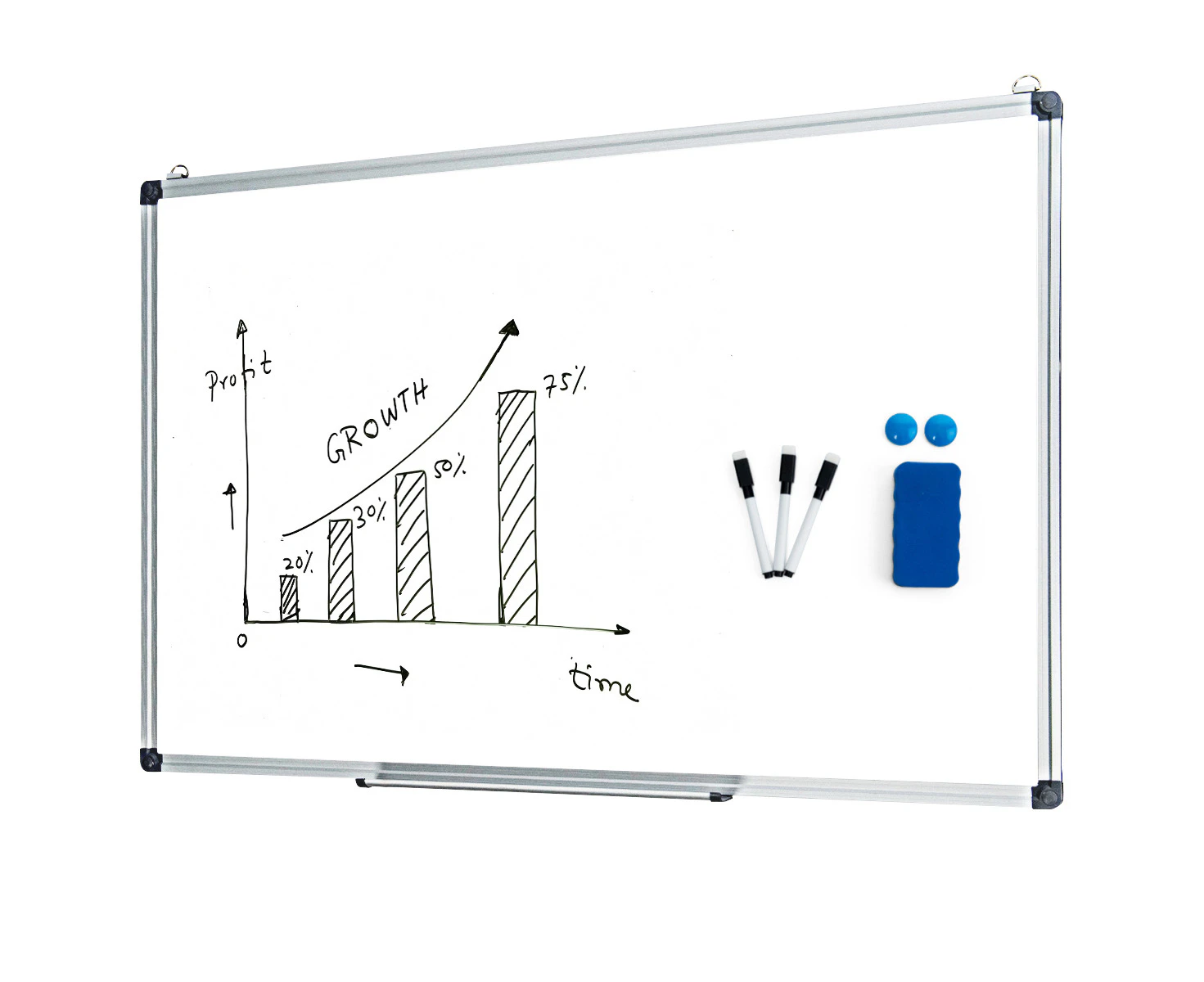 Giantex 90 x 60 cm Magnetic Whiteboard Wall Mounted Dry Erase Board w/Detachable Tray & Hooks Aluminium Frame