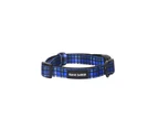 Frank Barker Adjustable 25-40cm Plaid Pet Dog Collar Neck Strap S w/ Clasp Blue