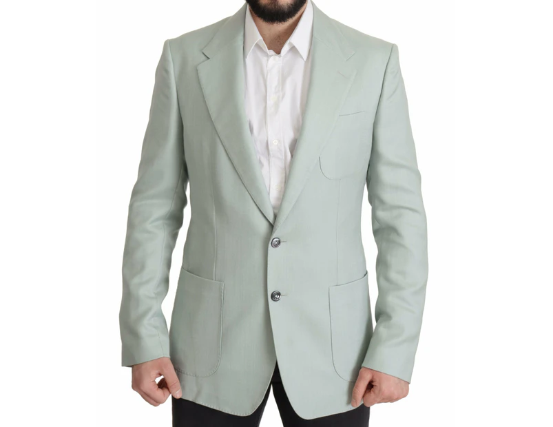 Dolce & Gabbana Elegant Mint Green Silk-Cashmere Blazer
