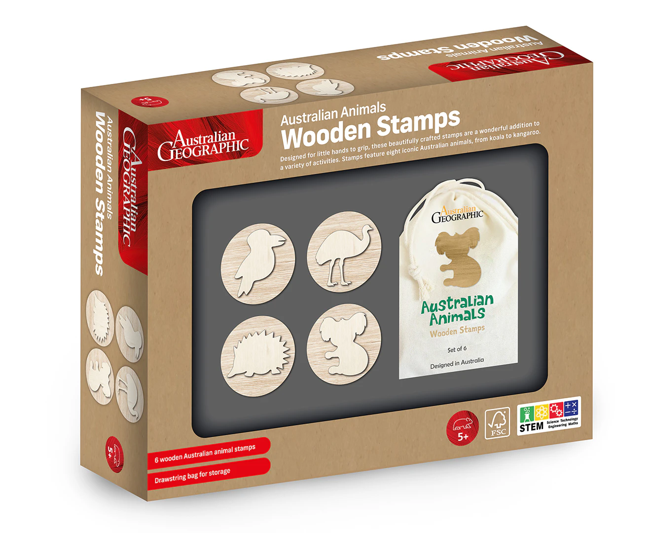 Australian Geographic Australian Animals Wooden Stamps Set