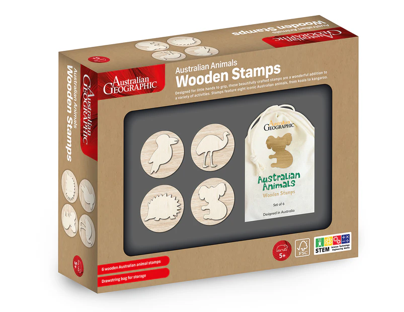 Australian Geographic Australian Animals Wooden Stamps Set