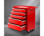Garage Mechanic Tool Box Cabinet Storage Trolley 5 Drawer - Red