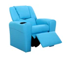 Kids Recliner Chair PU Leather Sofa Lounge Couch Armchair - Blue