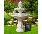 Home Garden Pond Solar Powered Water Fountain with Light 3 Tiers - Ivory