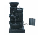 Home Garden Pond Solar Powered Water Fountain with Light 4 Tiers - Blue