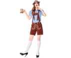 Costume Bay Womens Blue Shirt with Brown Lederhosen Beer Maid Wench Fancy Dress Costume