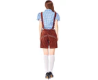 Costume Bay Womens Blue Shirt with Brown Lederhosen Beer Maid Wench Fancy Dress Costume