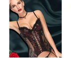Sexy Lace Bustier Lingerie Set In Black Red Or White - Red