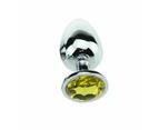 Stainless Steel Metal Anal Crystal Jewel Butt Plug Small - Light Yellow