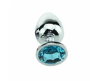 Stainless Steel Metal Anal Crystal Jewel Butt Plug Small - Blue