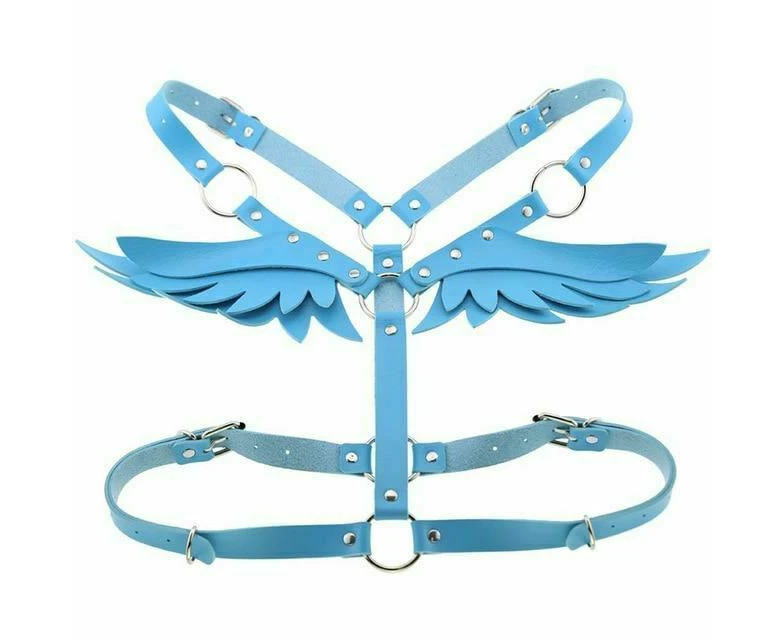 Angel Wings Body Harness 16 Colours Bondage Fetish Clothing Bdsm - Sky Blue