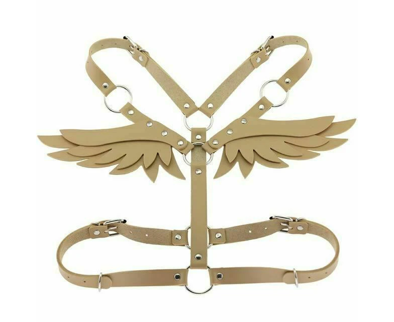 Angel Wings Body Harness 16 Colours Bondage Fetish Clothing Bdsm - Khaki