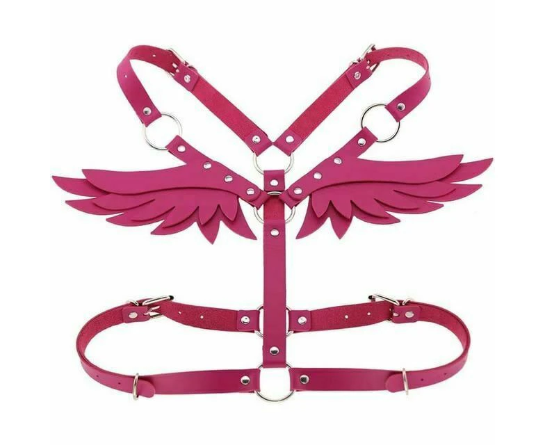 Angel Wings Body Harness 16 Colours Bondage Fetish Clothing Bdsm - Rose