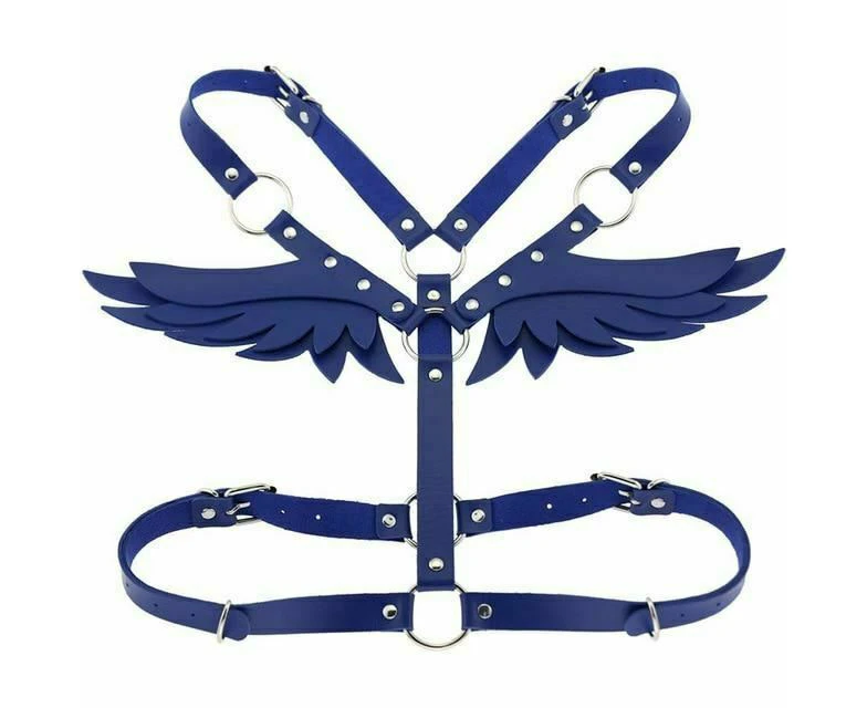 Angel Wings Body Harness 16 Colours Bondage Fetish Clothing Bdsm - Blue