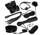 Black Red 10Pcs Bondage Kit Bdsm Beginner Set Sex Toys For Couples - Black