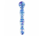 Crystal Glass Dildo Long Butt Plug Waterproof Colourful Anal Beads - Blue