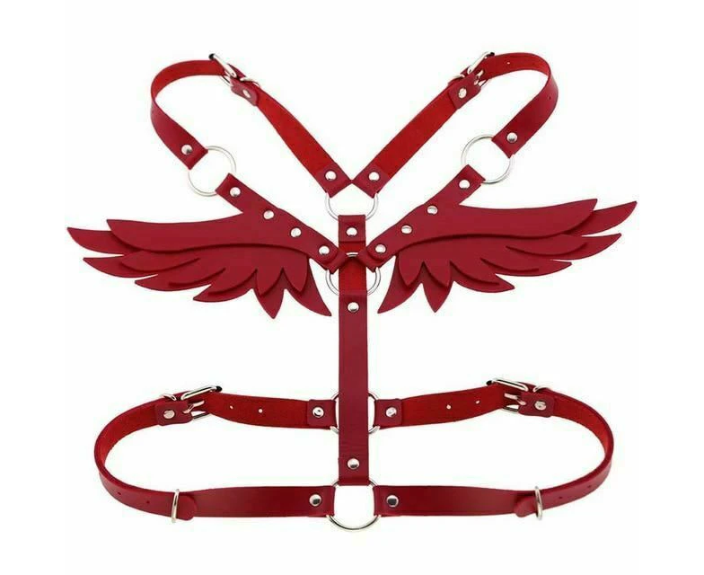 Angel Wings Body Harness 16 Colours Bondage Fetish Clothing Bdsm - Red