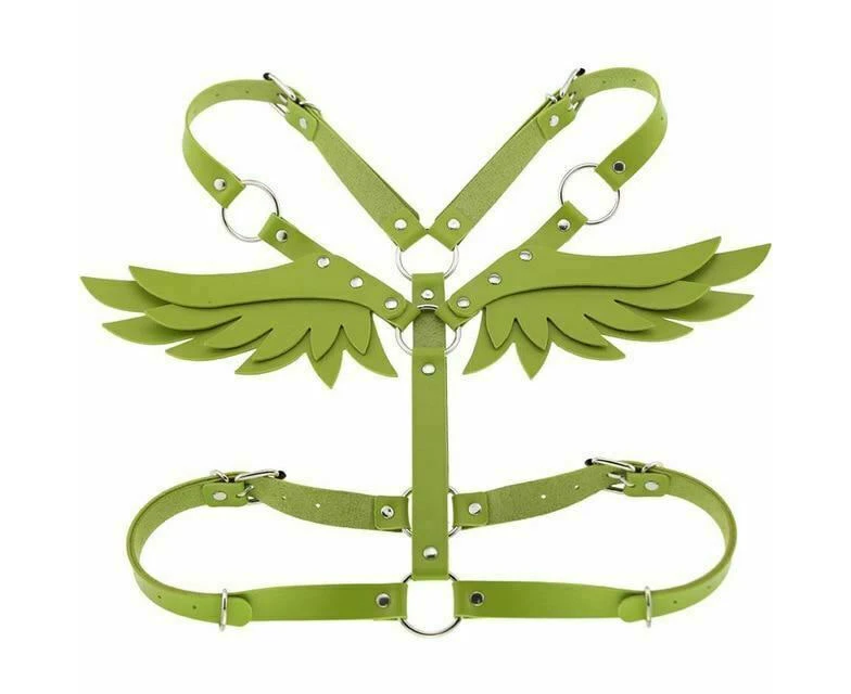 Angel Wings Body Harness 16 Colours Bondage Fetish Clothing Bdsm - Green